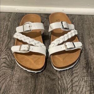 White Braided Strap Sandals NWOT